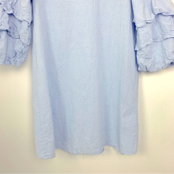 Zara Chambray Ruffle Sleeve Shift Dress - Picture 3 of 7